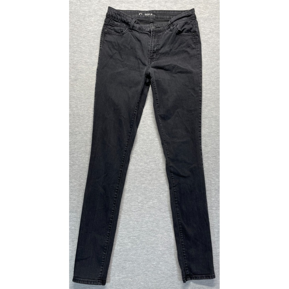 Old Navy Super Skinny Jeans Womens 8 Tall Black Denim Slim Fit Stretch Mid Rise